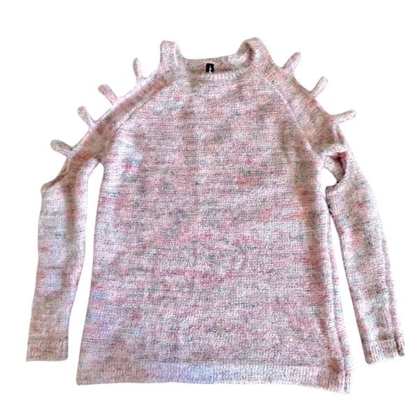 Banjara Strappy Sleeve Light Spring Summer Sweater Marled Strappy Blush Pink Top - Picture 5 of 11